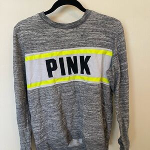 PINK Victoria's Secret Gray Sweater with Neon Accents